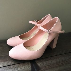 Pink Block Heel Mary Janes